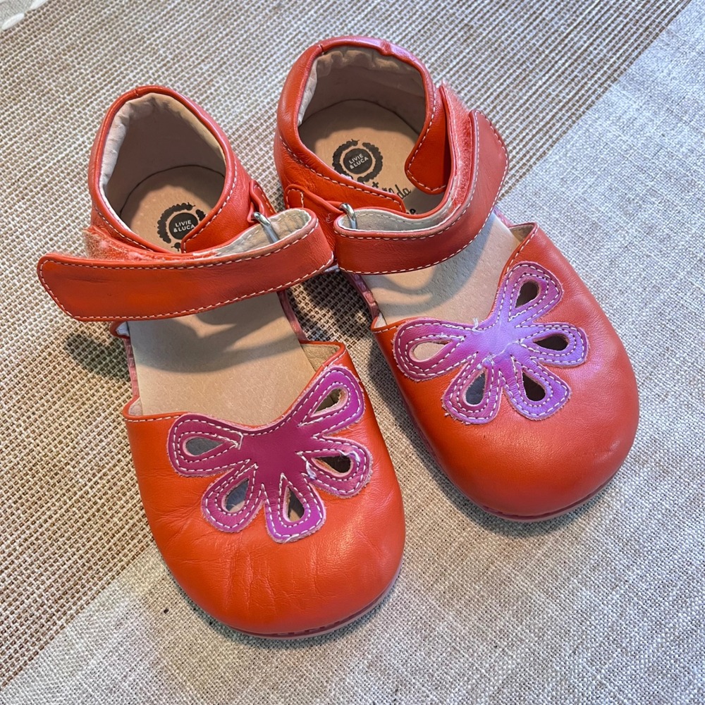 Livie & Luca x Matilda Jane Orange Leather Butterfly Mary Jane Shoes Size 12